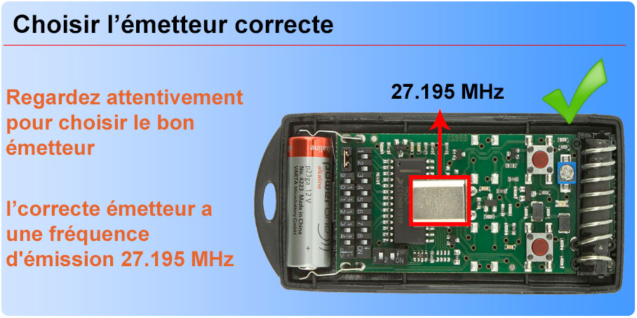 Choisir l'émetteur correcte