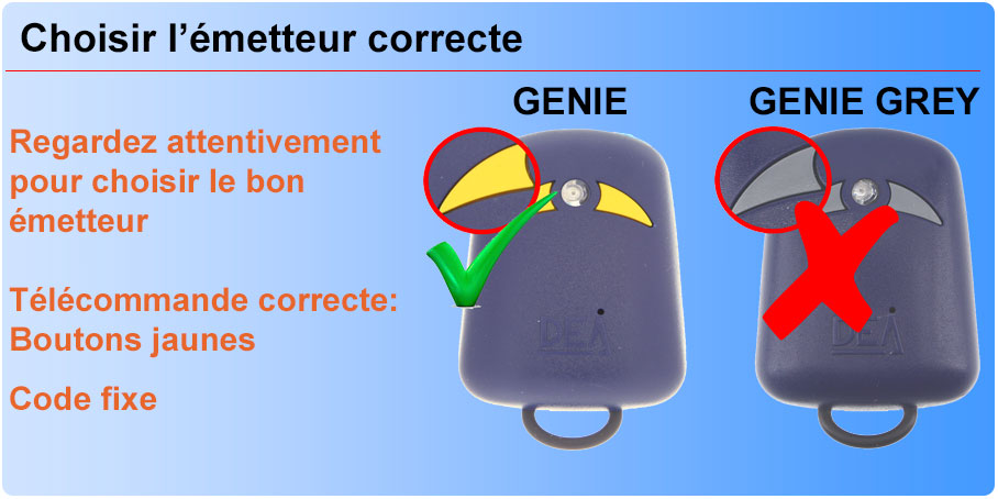 Choisir l'émetteur correcte