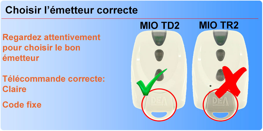 Choisir l'émetteur correcte