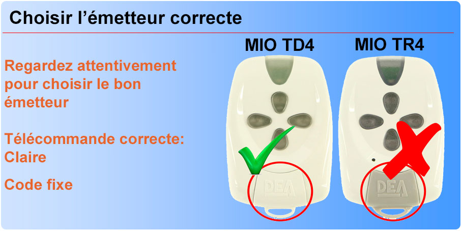 Choisir l'émetteur correcte