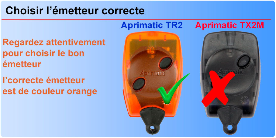 Choisir l'émetteur correcte