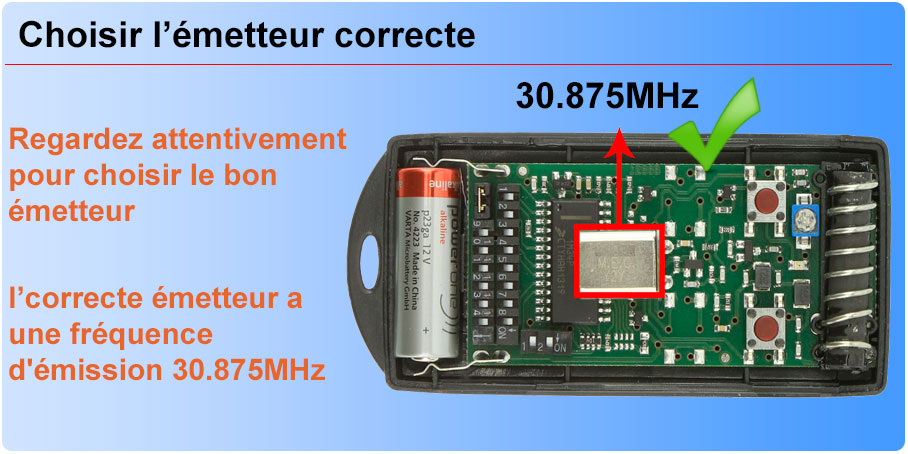 Choisir l'émetteur correcte