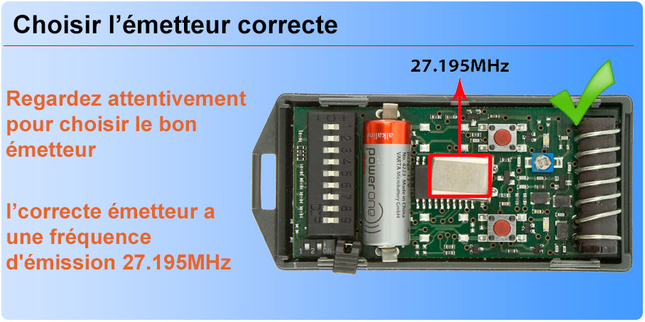 Choisir l'émetteur correcte