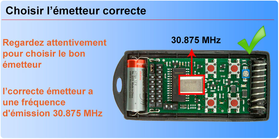 Choisir l'émetteur correcte